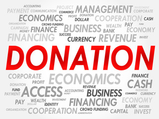 DONATION word cloud, business concept