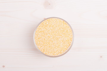 Crude corn grits on the board diet food