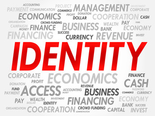 IDENTITY word cloud, business concept