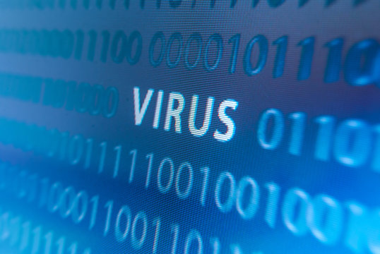 Virus inscription on monitor