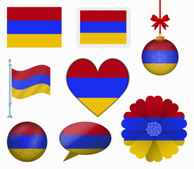 Armenia flag set of 8 items vector