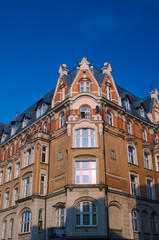 Art Nouveau facade of the building in Poznan.