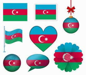 Azerbaijan flag set of 8 items vector