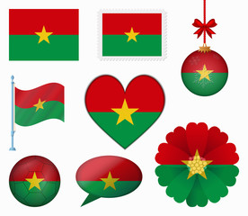 Burkina flag set of 8 items vector