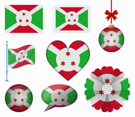 Burundi flag set of 8 items vector