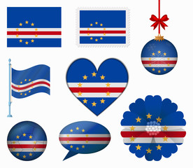 Cape Verde flag set of 8 items vector