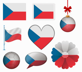 Czech flag set of 8 items vector