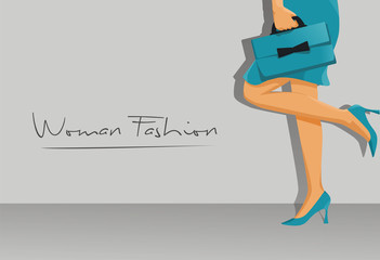 Woman fashion high heels bag vector logo illustration