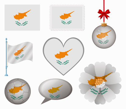 Cyprus flag set of 8 items vector
