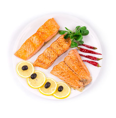 Grilled salmon fish fillet.