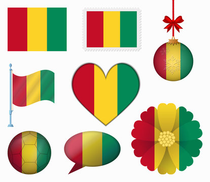 Guinea flag set of 8 items vector