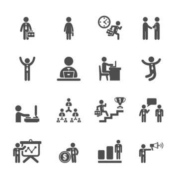 business people working action icon set, vector eps10