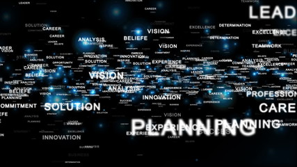 Motivational words flying, black