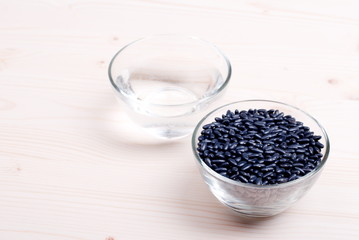 raw black beans on the board diet food