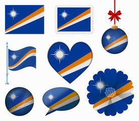 Marshall Islands flag set of 8 items vector