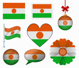 Niger flag set of 8 items vector