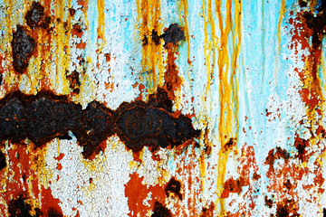 rusty metal old and shabby with old paint on it