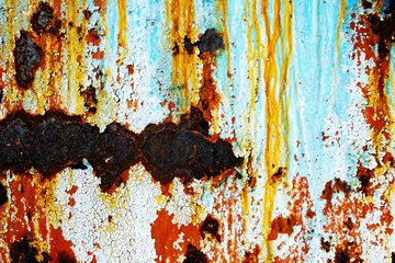 Papier Peint photo Lavable Métal rusty metal old and shabby with old paint on it