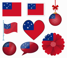 Samoa flag set of 8 items vector