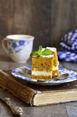 Piece of carrot cake .