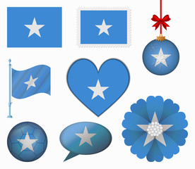 Somalia flag set of 8 items vector