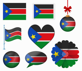 South Sudan flag set of 8 items vector