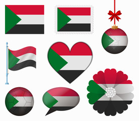 Sudan flag set of 8 items vector