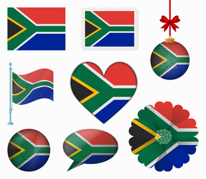 South Africa flag set of 8 items vector