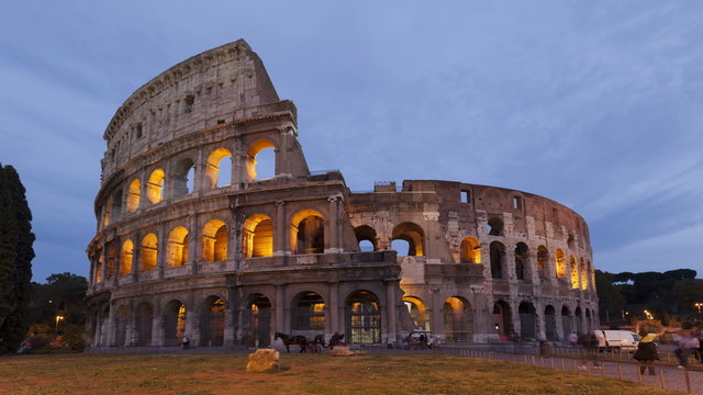 Time lapse Colosseum Rome sunset, Italy