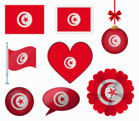 Tunisia flag set of 8 items vector