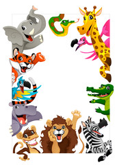 Fototapeta premium Funny group of Jungle animals