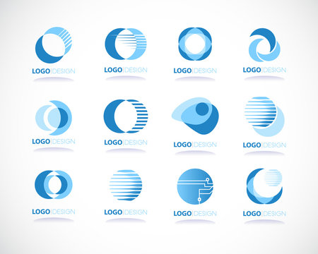 set of abstract blue vector icons