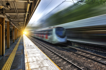 high speed train with motion blur