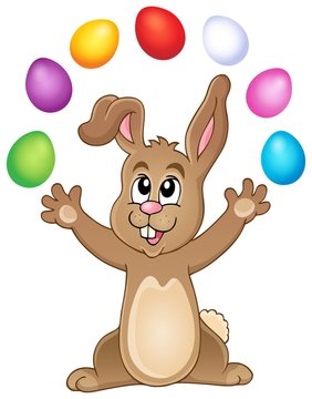 Young bunny with Easter eggs theme 3