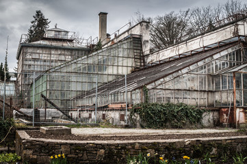 Old greenhouse in botanical garden in Graz.Austria.