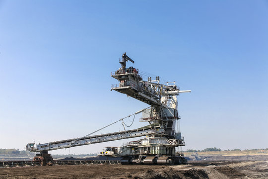 A giant excavator in a coal mine