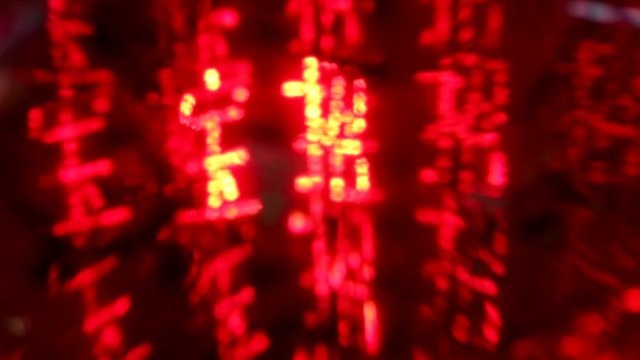 Rotating LED Chinese characters wishing prosperity