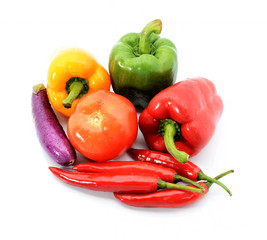 assorted vegetables isolated on white background