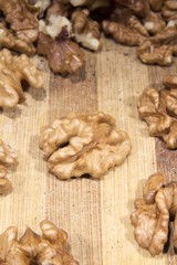 Walnut on a wooden board