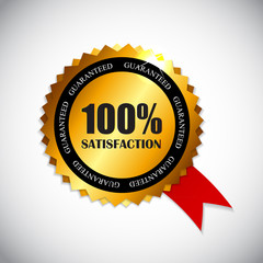 100 % Satisfaction Golden Label Vector Illustration