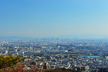 宝塚市から大阪方面の街並み