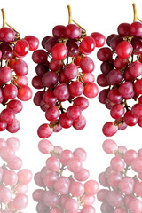 Uva rossa con riflesso, sfondo bianco, soggetto isolato