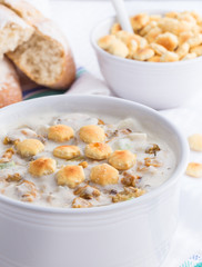 Creamy New England style clam chowder