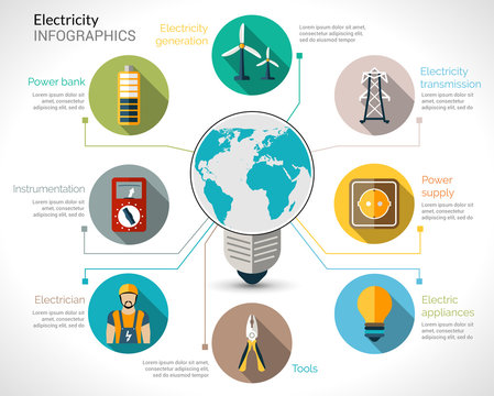 Electricity Infographics Set