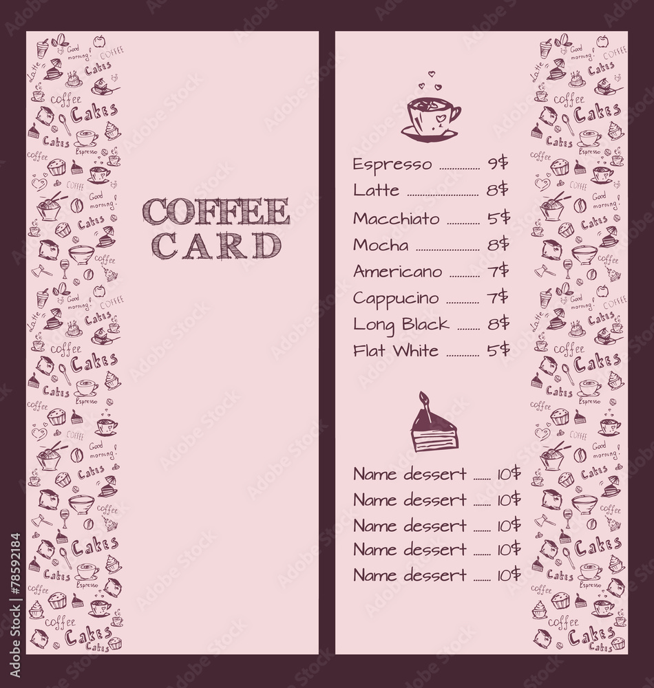 Poster design a menu for coffee