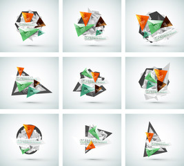 Set of triangle shape modern paper infographics
