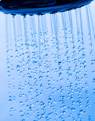 Fototapeta na wymiar Shower Head with Running Water