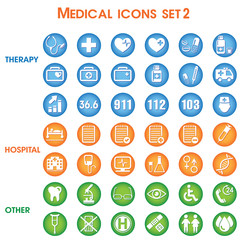 Medical icons set, vector set of 42 medical and medicine signs.
