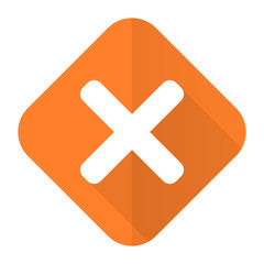 Obraz premium cancel orange flat icon x sign