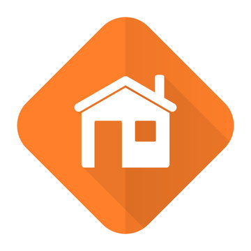 house orange flat icon home sign